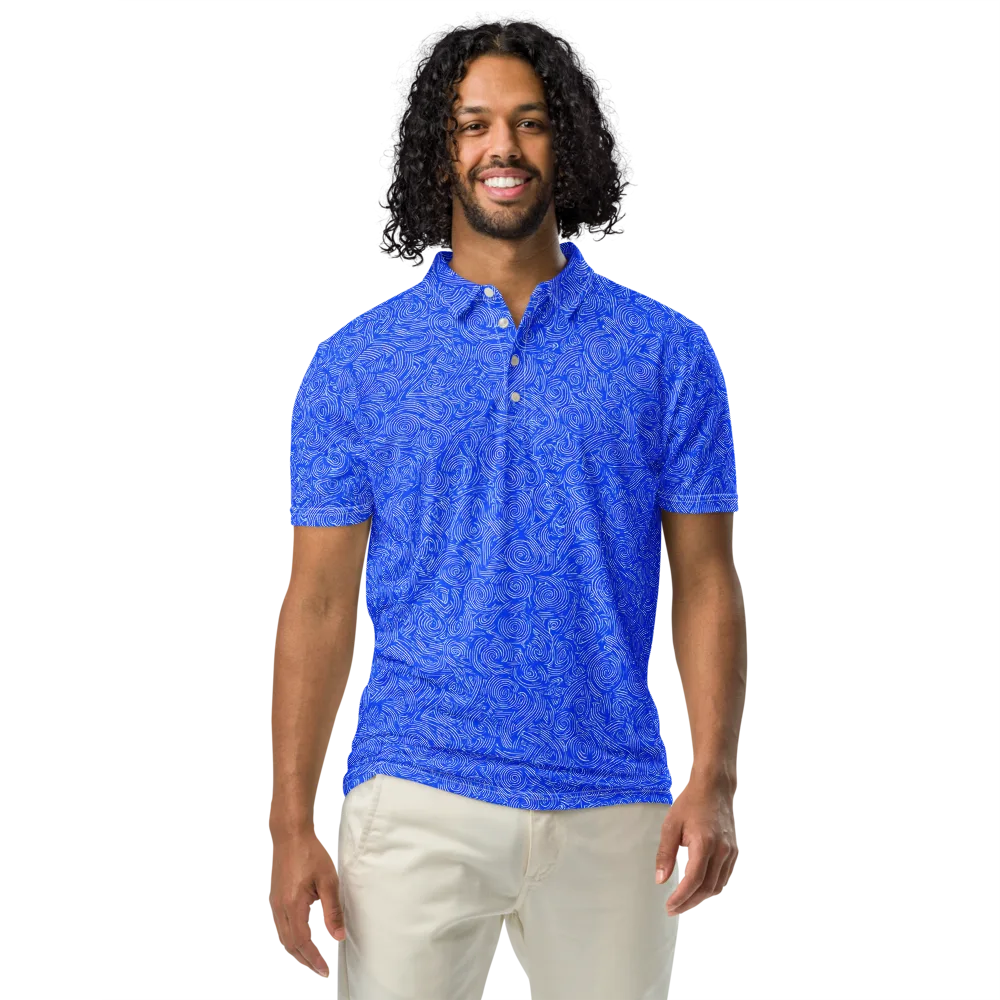 Azure Vortex on Men's Slim Fit Polo Shirt — Front