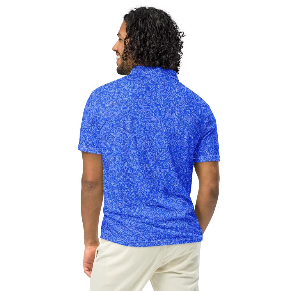 Azure Vortex on Men's Slim Fit Polo Shirt — Back