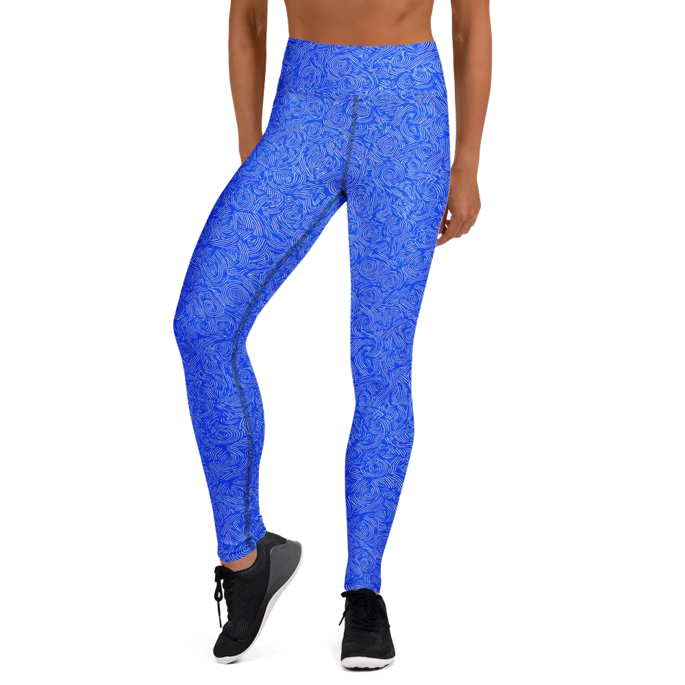 Azure Vortex on Yoga Leggings — Front