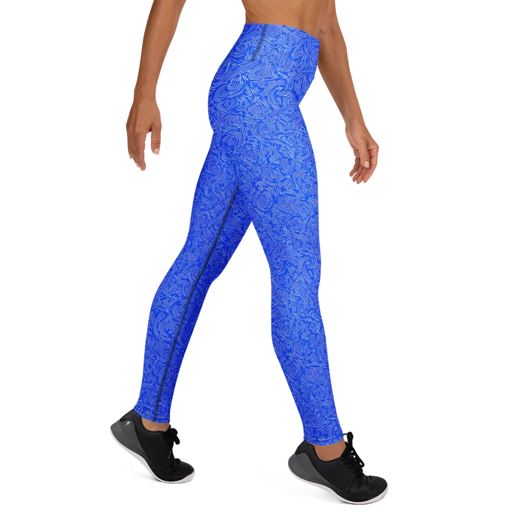 Azure Vortex on Yoga Leggings — Right