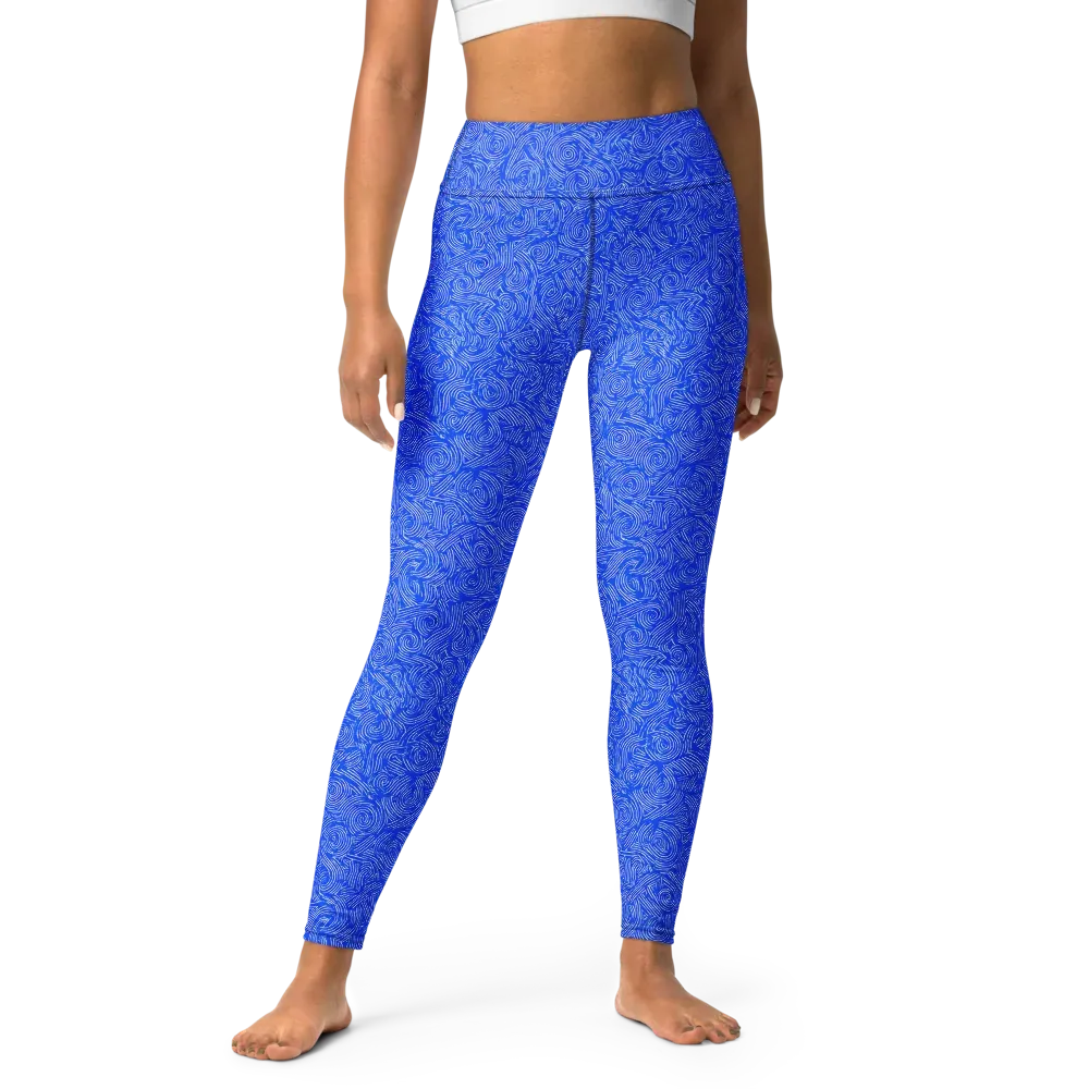 Azure Vortex on Yoga Leggings — Front