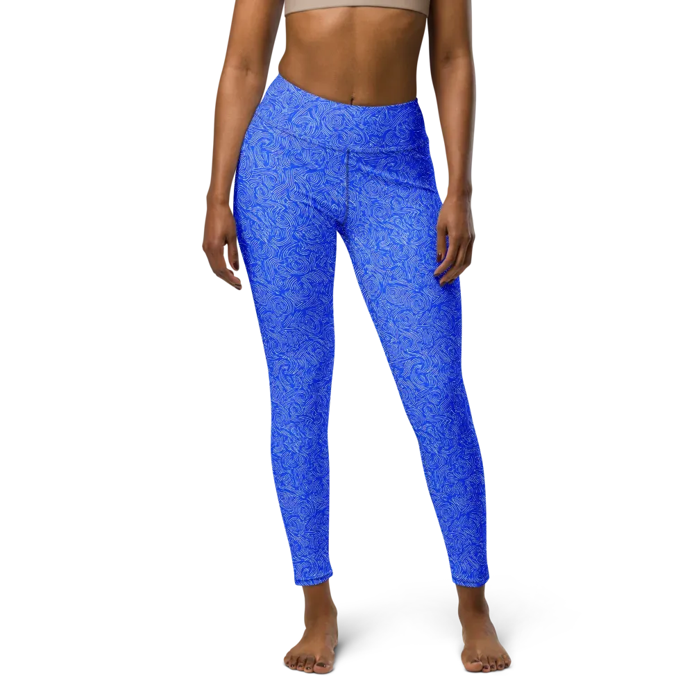 Azure Vortex on Yoga Leggings — Front
