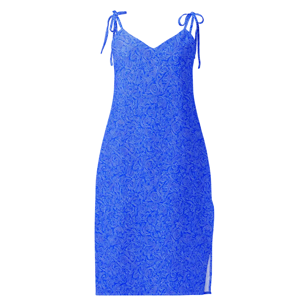 Azure Vortex on Slip Dress — Front