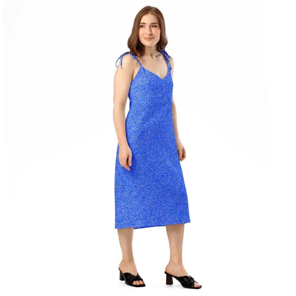 Azure Vortex on Slip Dress — Right Front