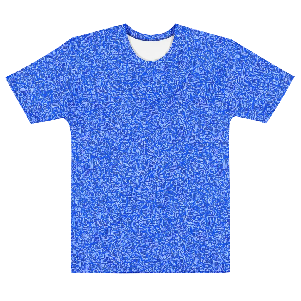 Azure Vortex on Men's Cotton Crew Neck T-Shirt — Front