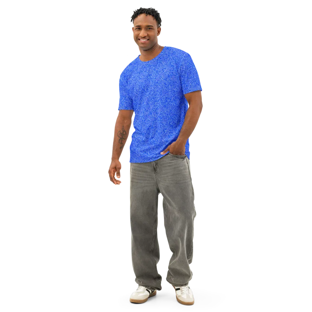 Azure Vortex on Men's Cotton Crew Neck T-Shirt — Front
