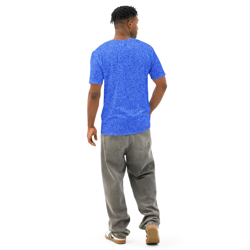Azure Vortex on Men's Cotton Crew Neck T-Shirt — Back