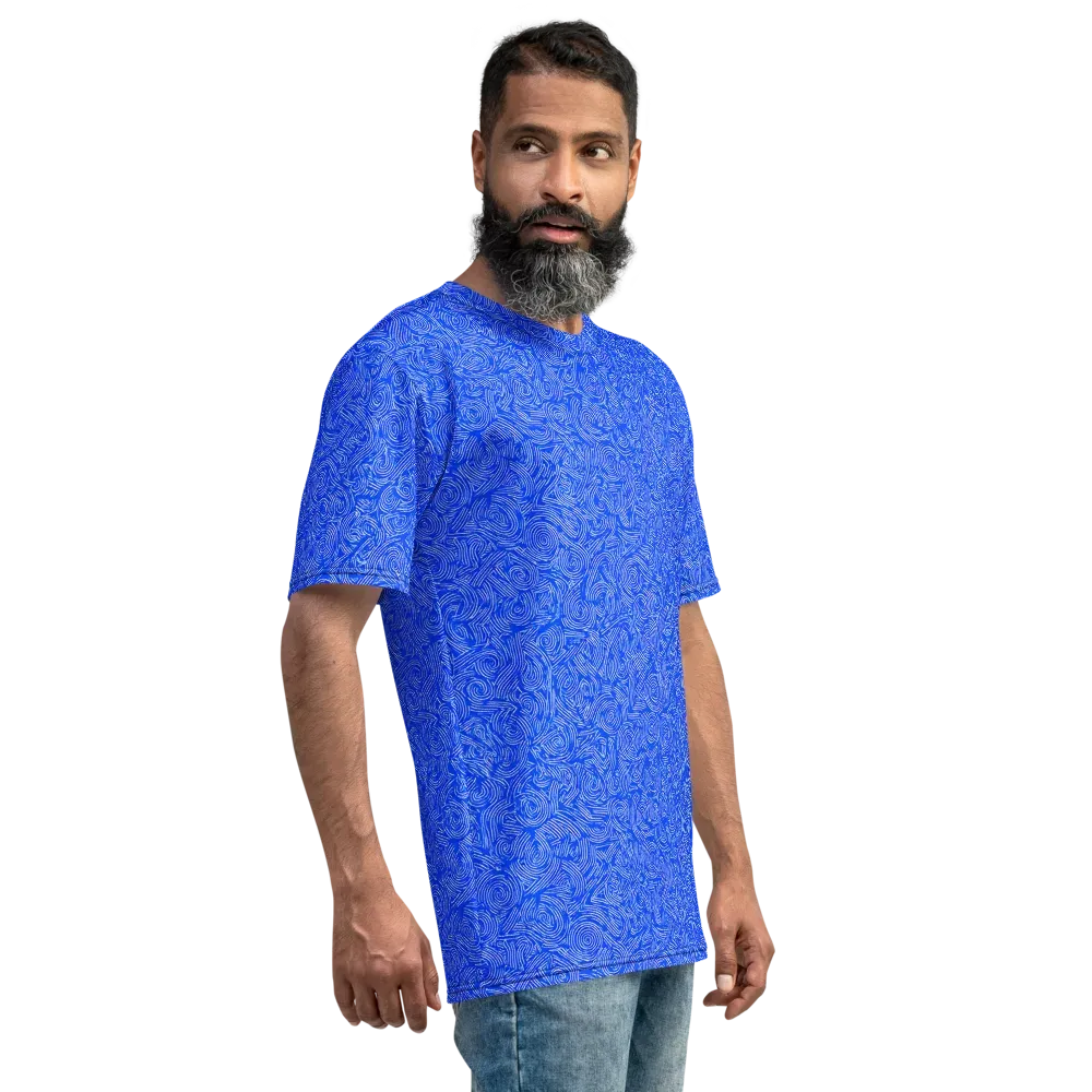 Azure Vortex on Men's Crew Neck T-Shirt — Right