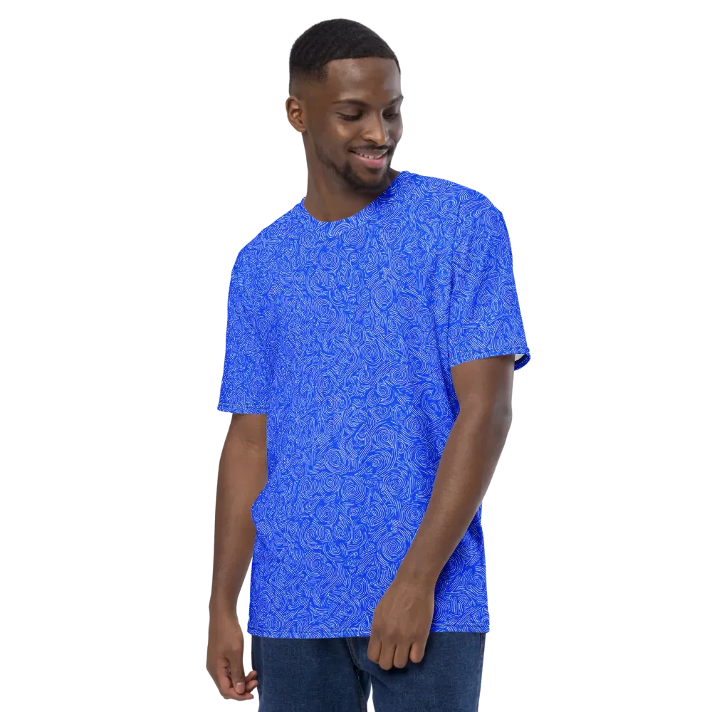 Azure Vortex on Men's Crew Neck T-Shirt — Left