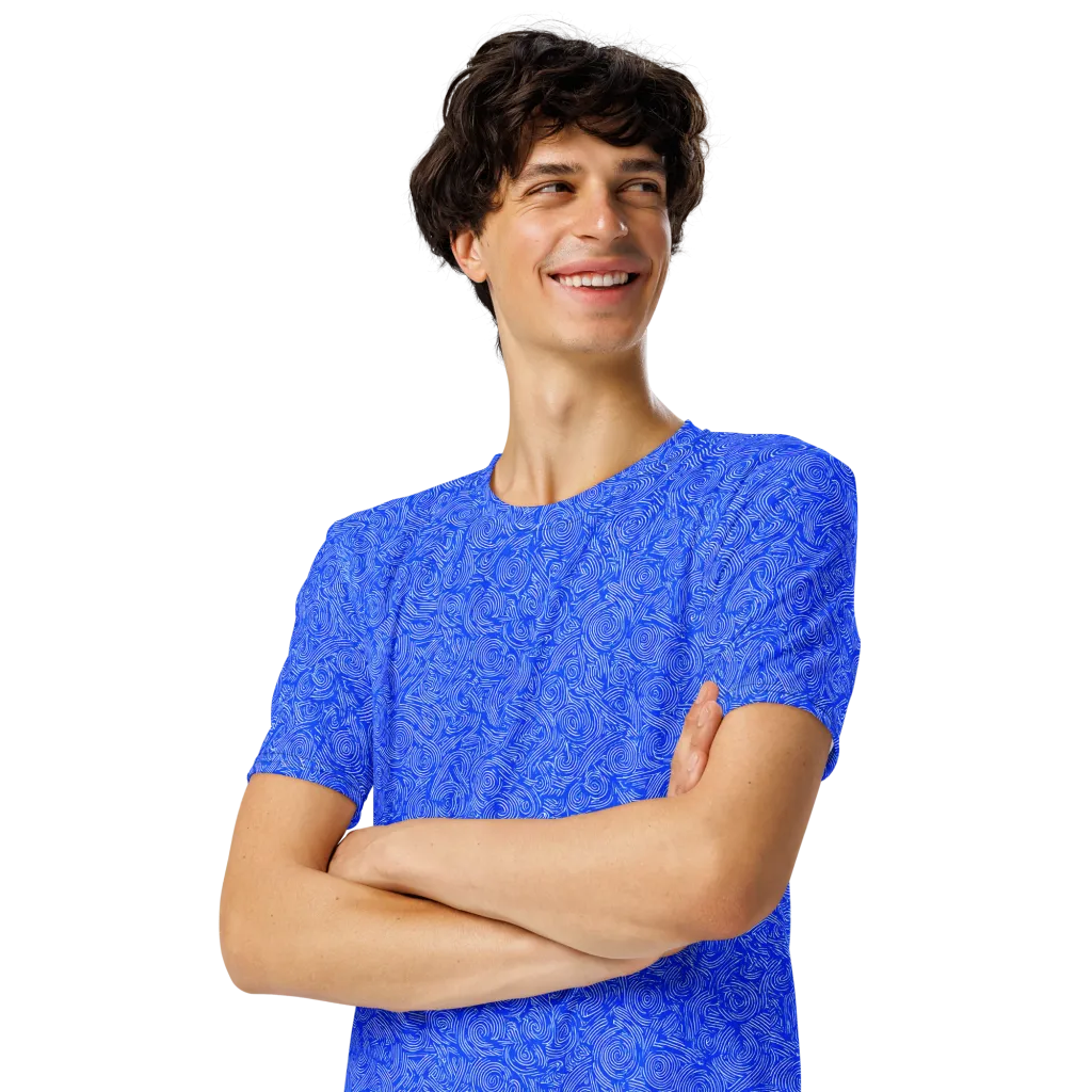 Azure Vortex on Men's Crew Neck T-Shirt — Left Front