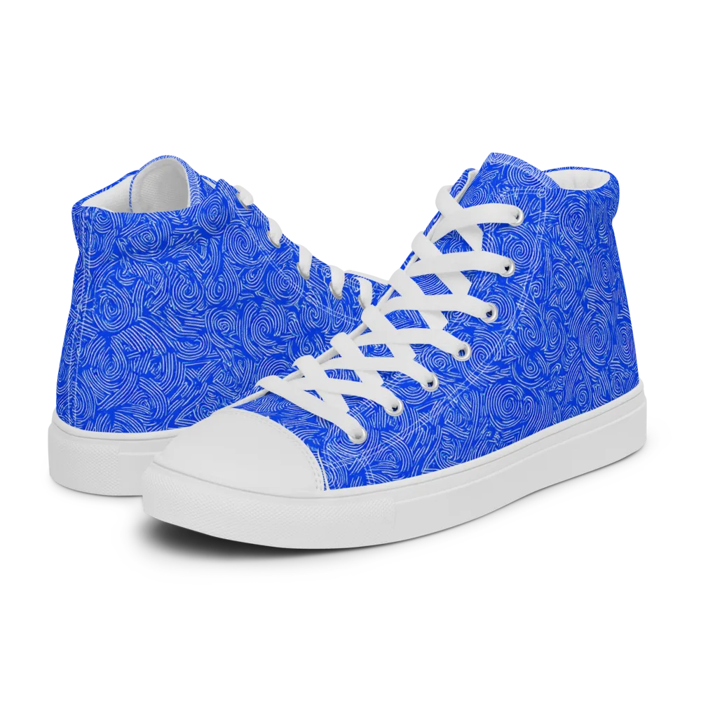 Azure Vortex on Men's High Top Canvas Shoes — Left