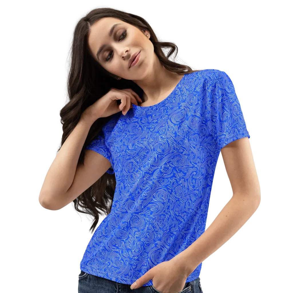 Azure Vortex on Women's Crew Neck T-Shirt — Left Front