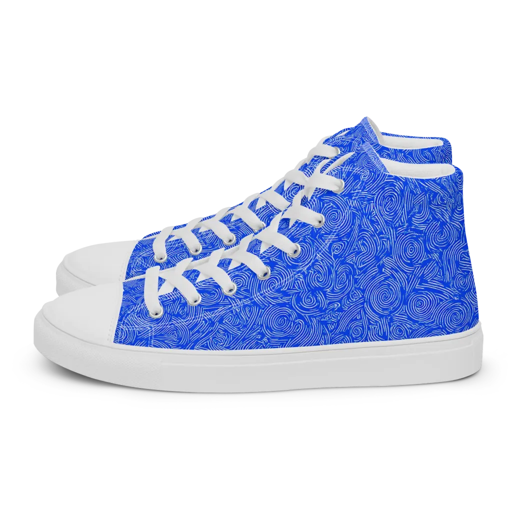 Azure Vortex on Women's High Top Canvas Shoes — Left