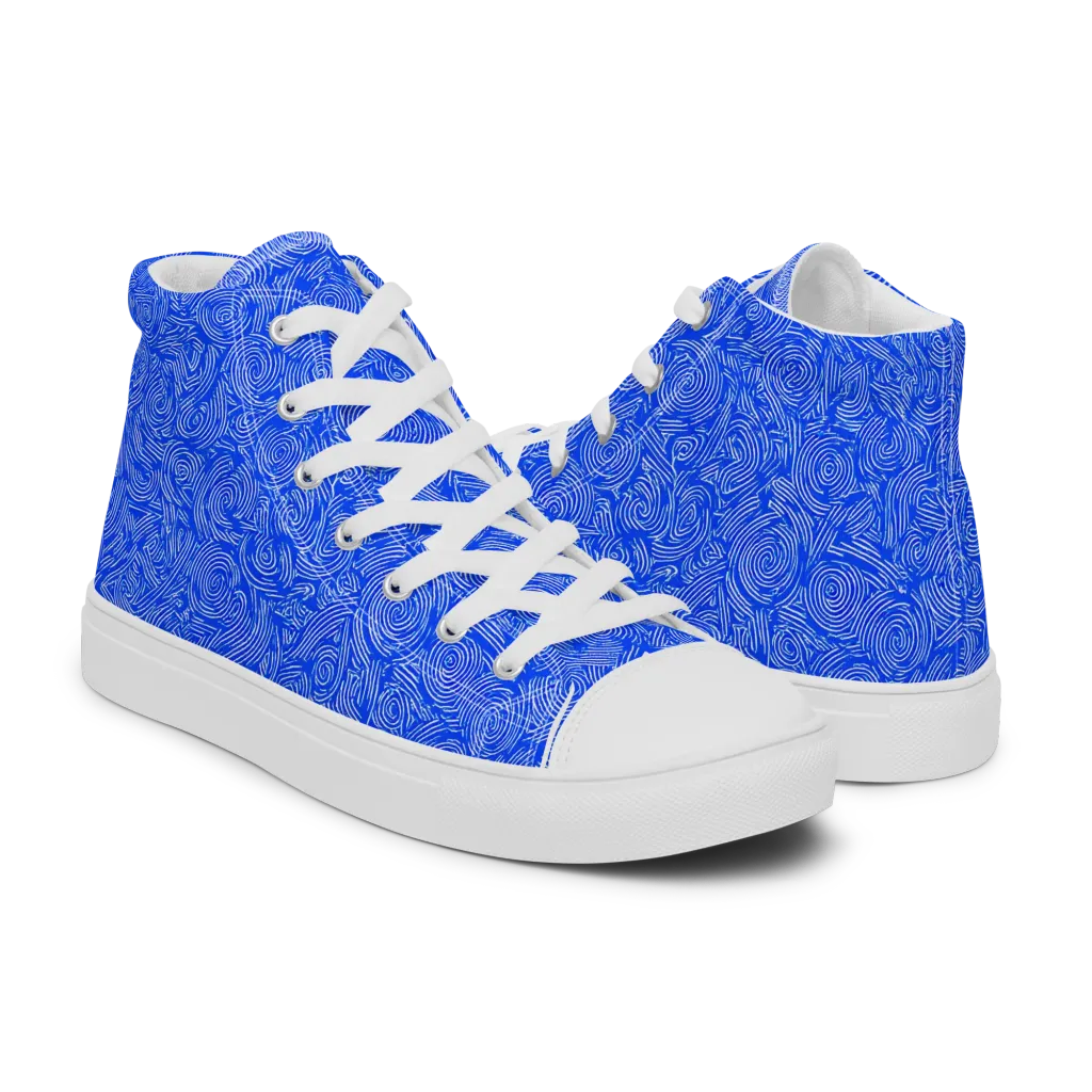 Azure Vortex on Women's High Top Canvas Shoes — Right