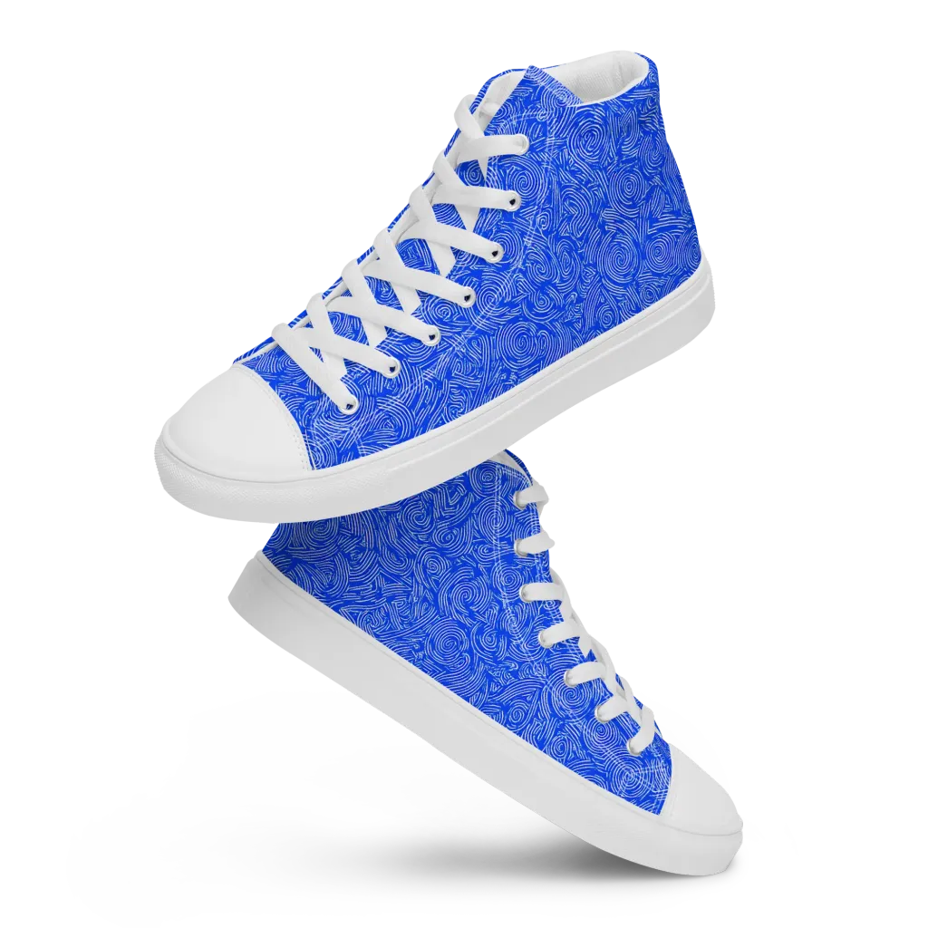 Azure Vortex on Women's High Top Canvas Shoes — Front
