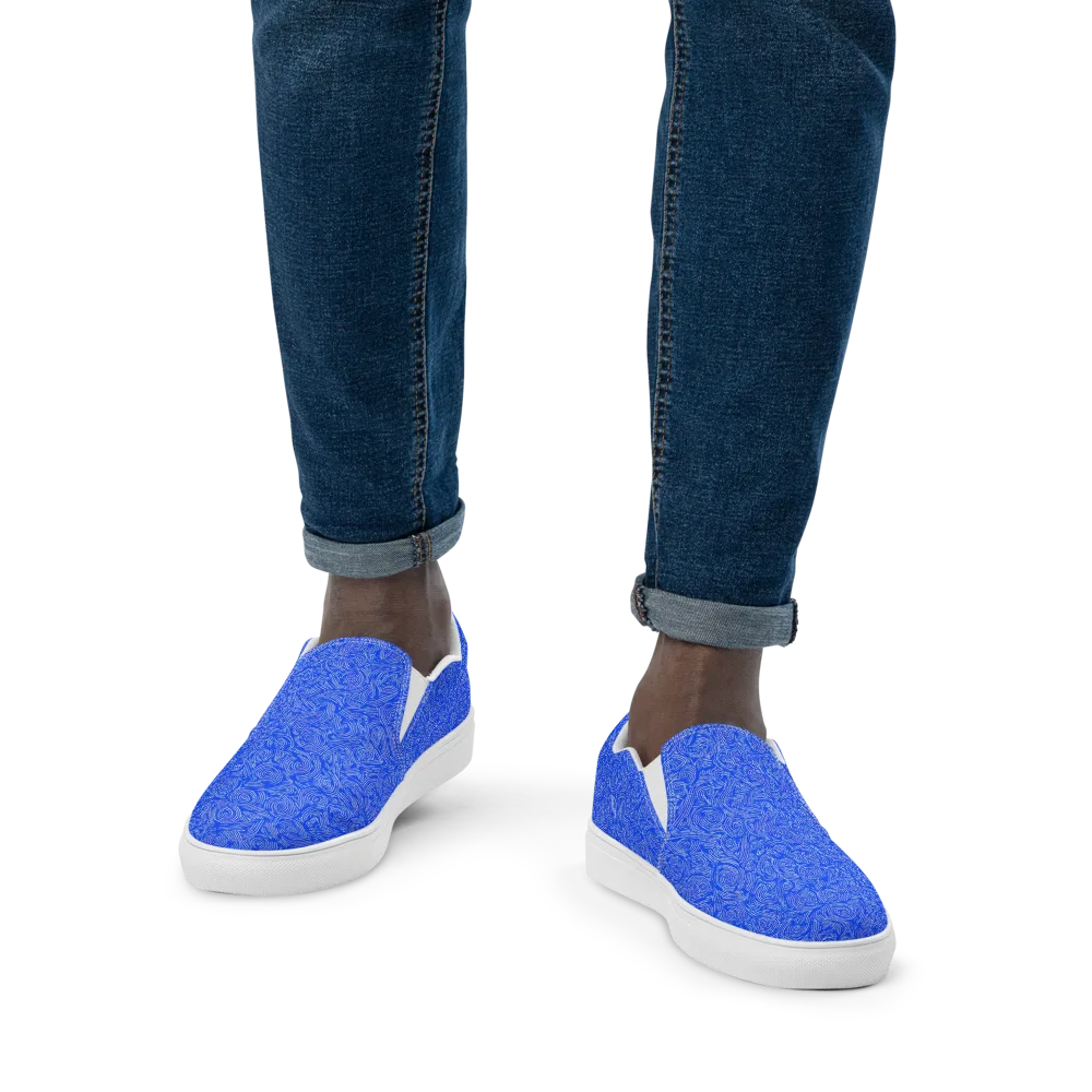 Azure Vortex on Men's Slip-On Canvas Shoes — Front