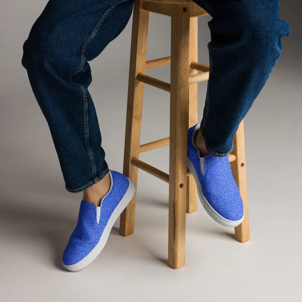 Azure Vortex on Men's Slip-On Canvas Shoes — Front