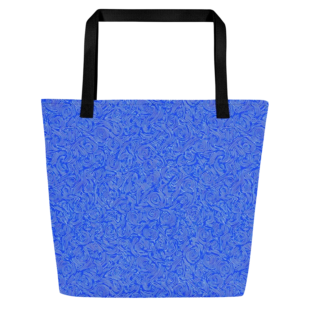 Azure Vortex on Large Tote Bag W/ Pocket — Front