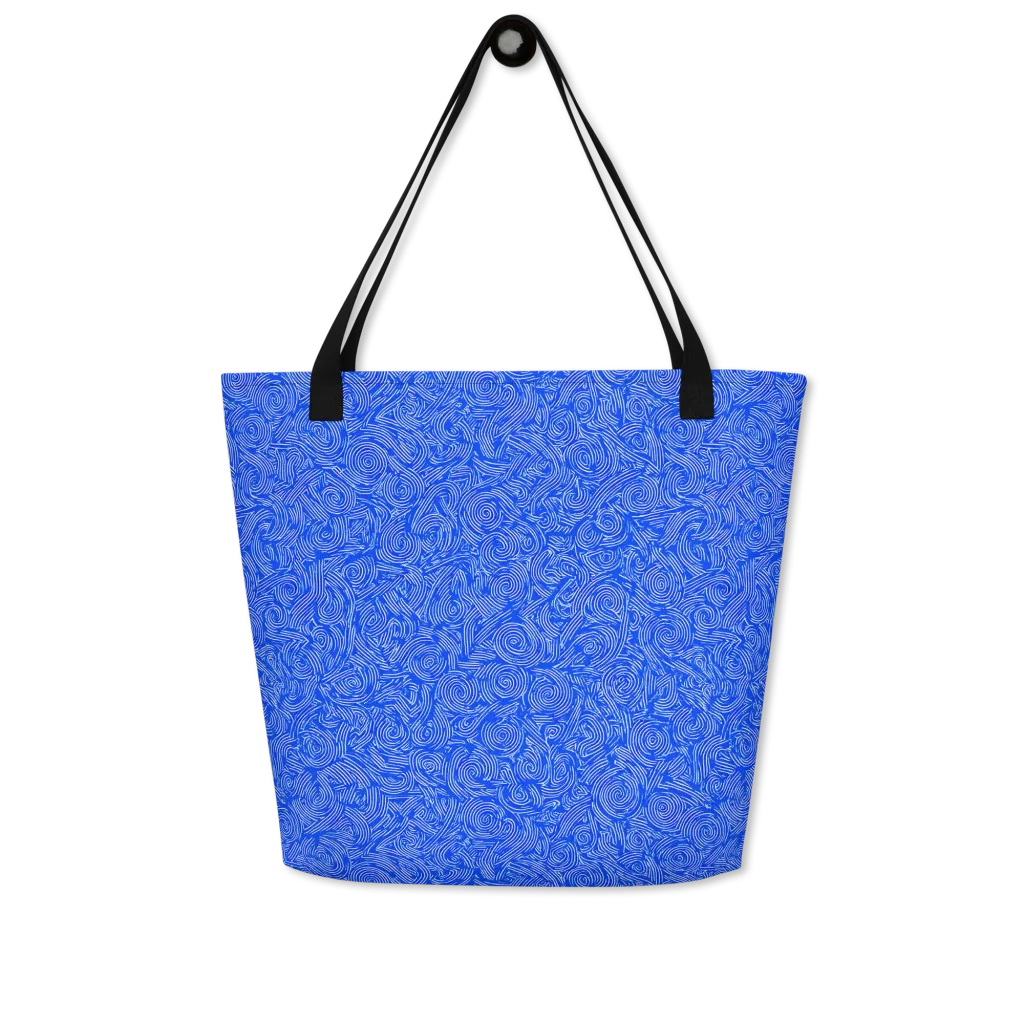 Azure Vortex on Large Tote Bag W/ Pocket — Front