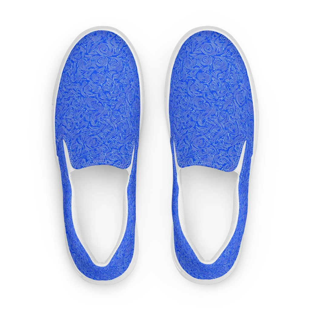 Azure Vortex on Women's Slip-On Canvas Shoes — Front
