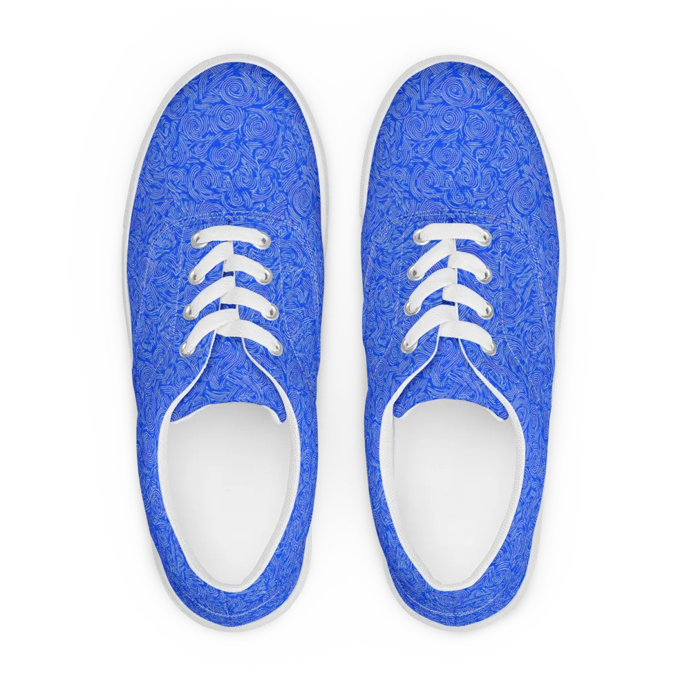 Azure Vortex on Men's Lace-Up Canvas Shoes — Front