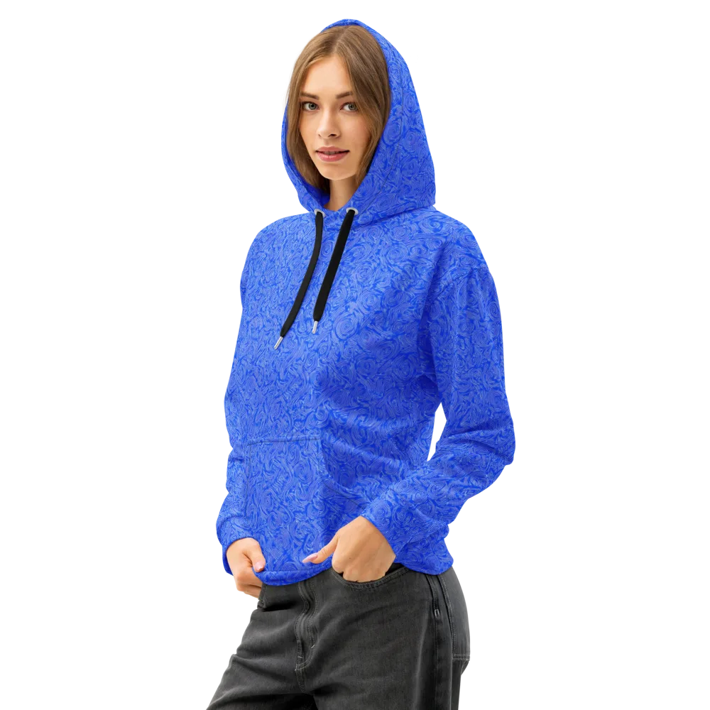 Azure Vortex on Cotton Hoodie — Left Front