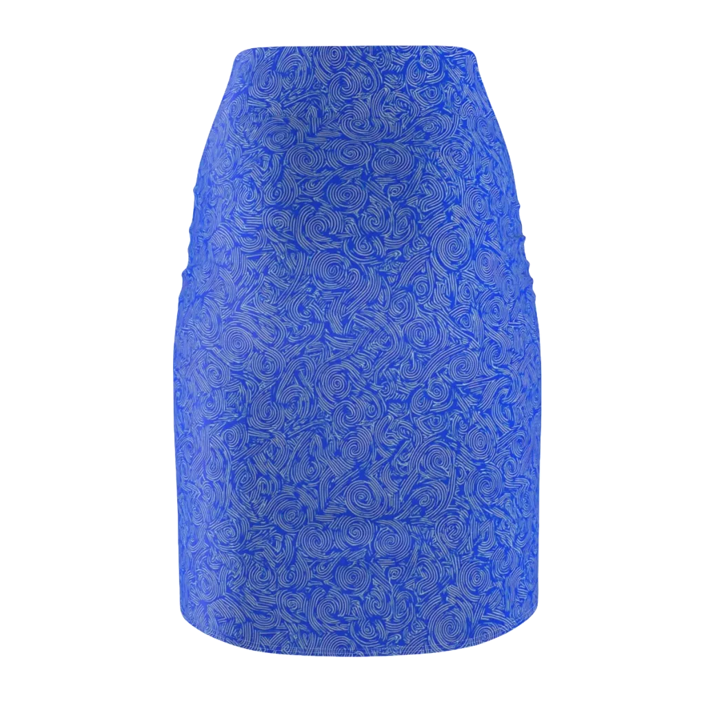 Azure Vortex on Pencil Skirt — Back