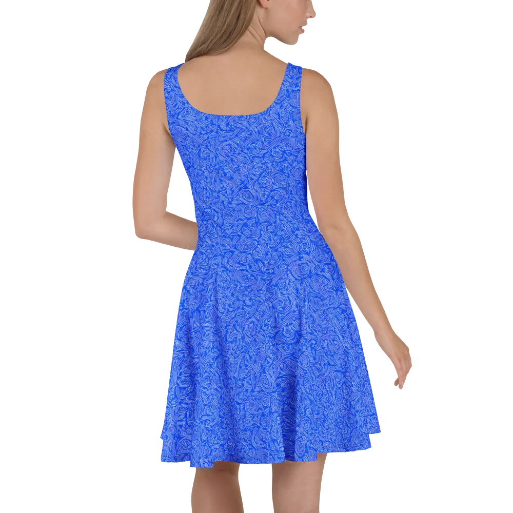 Azure Vortex on Skater Dress — Back