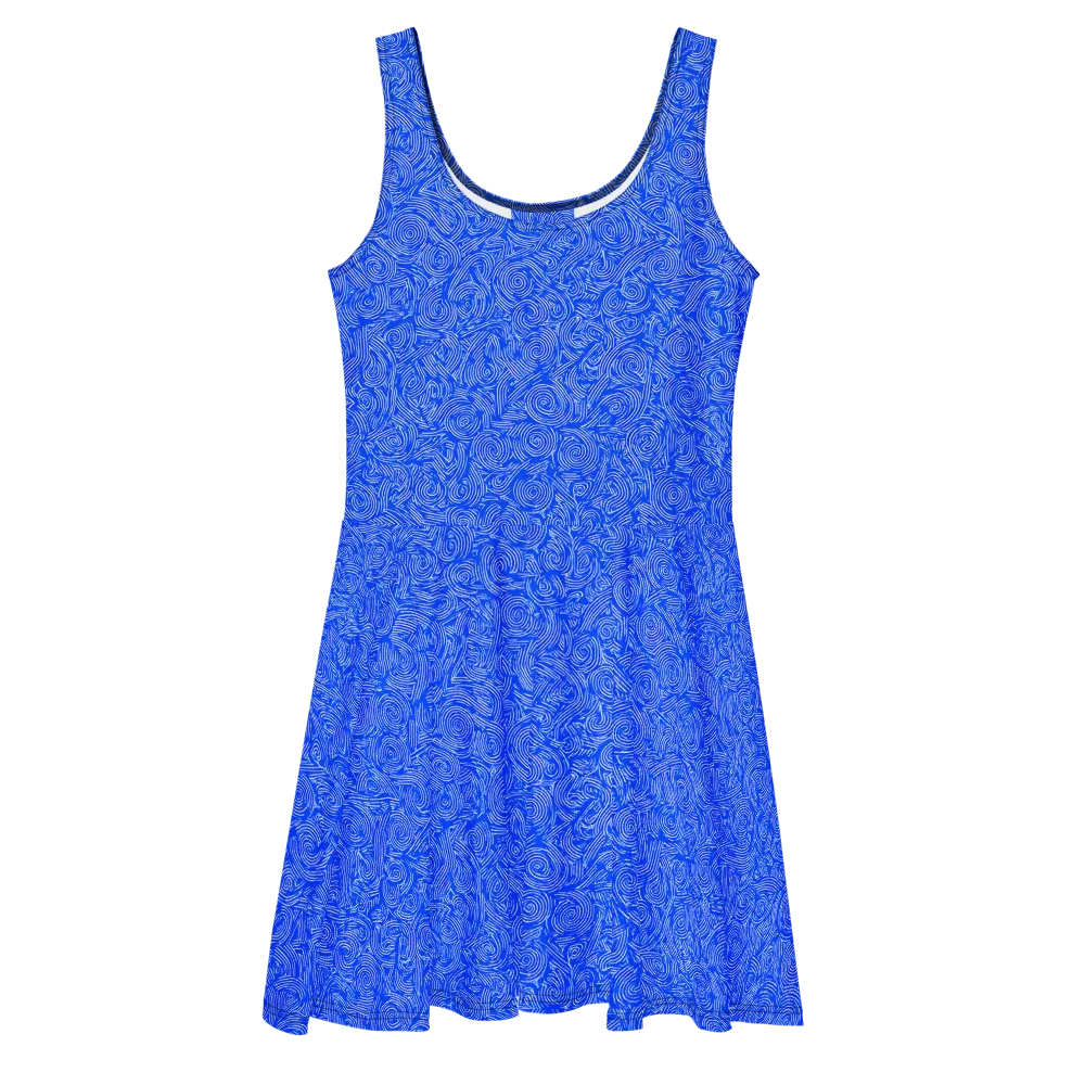 Azure Vortex on Skater Dress — Front