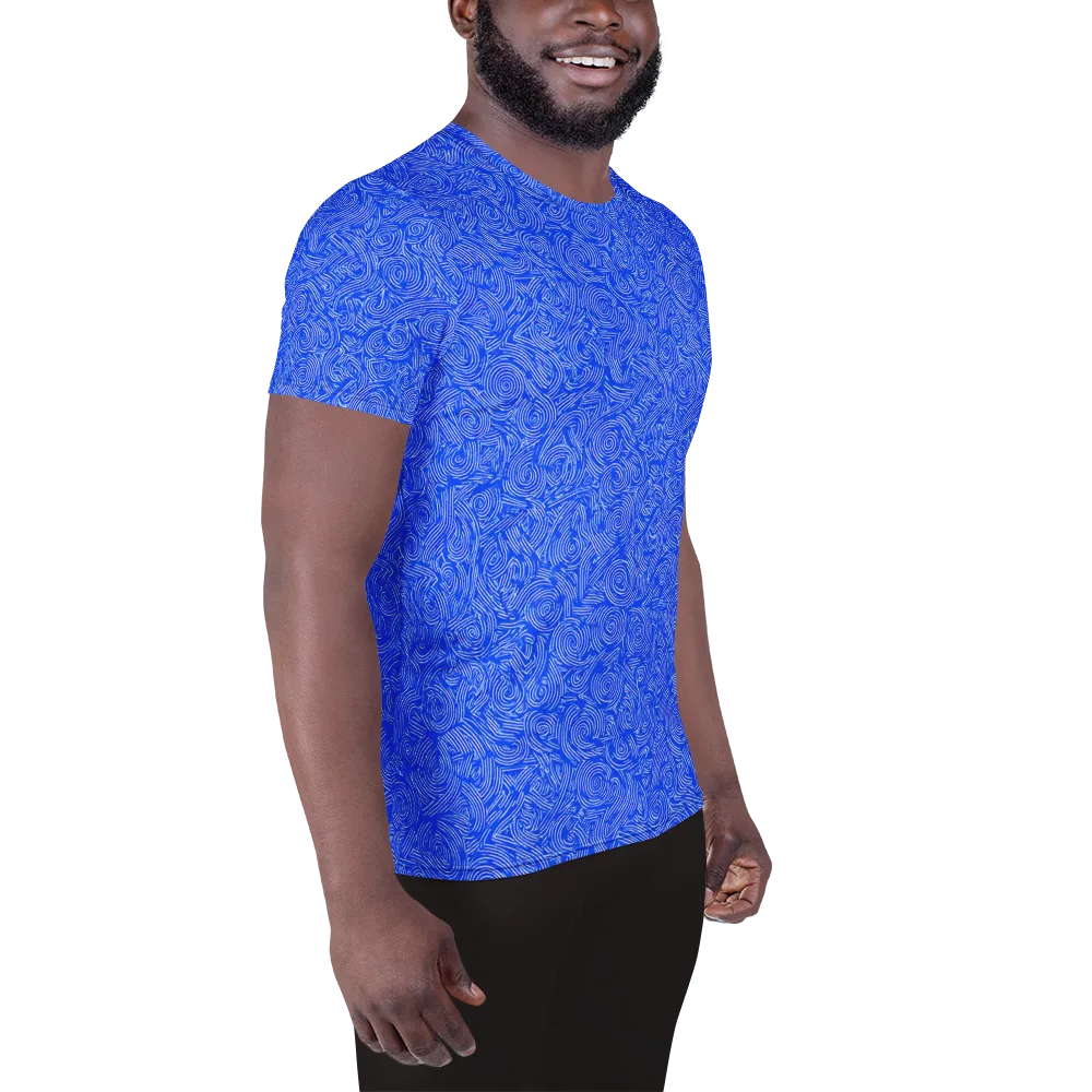 Azure Vortex on Men's Athletic T-Shirt — Right