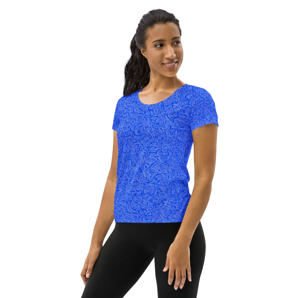 Azure Vortex on Women's Athletic T-Shirt — Left