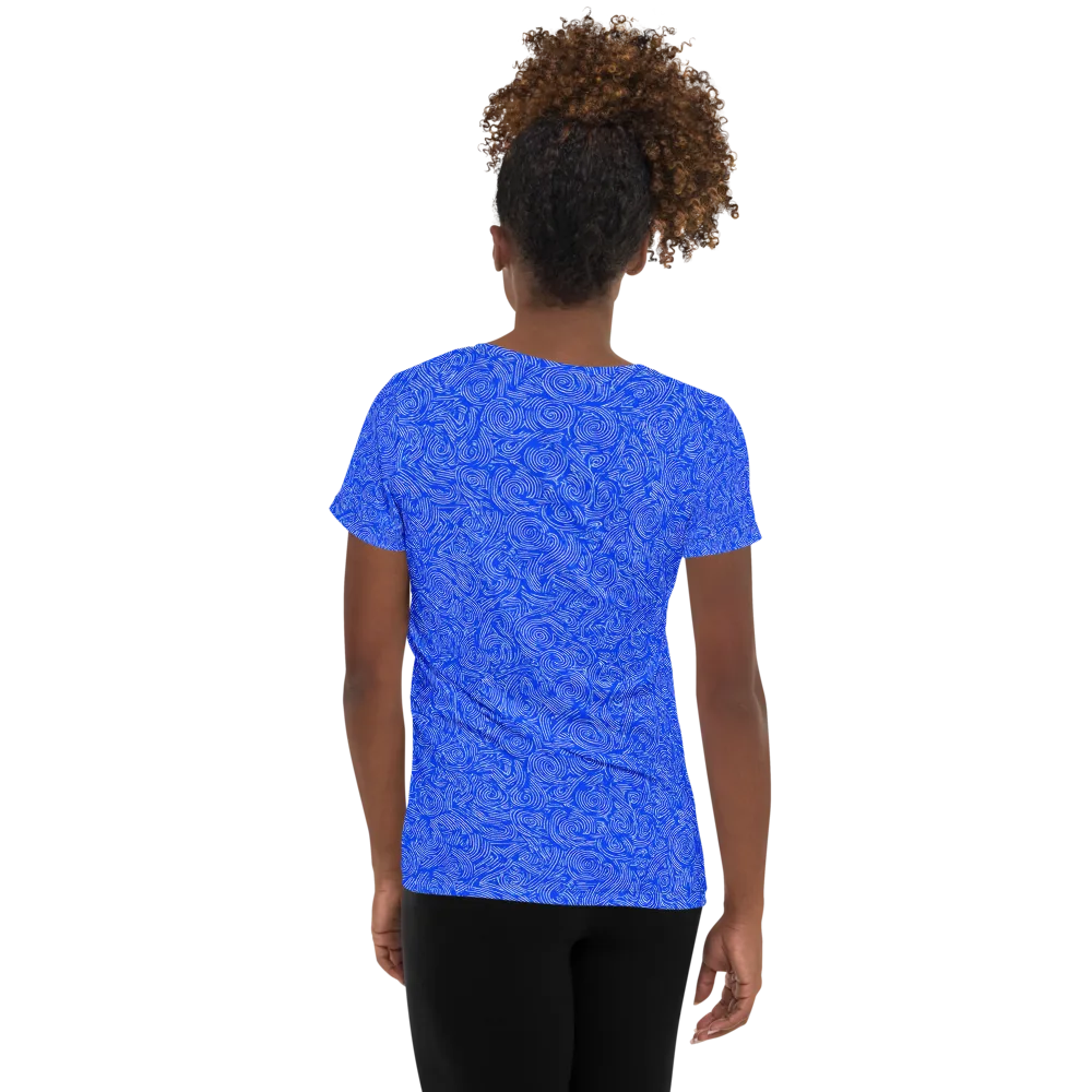 Azure Vortex on Women's Athletic T-Shirt — Back