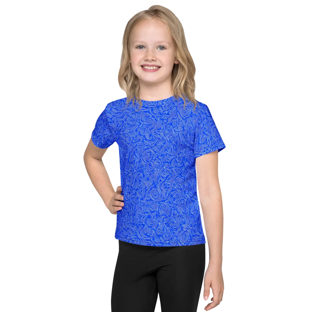 Azure Vortex on Kids Crew Neck T-Shirt — Front