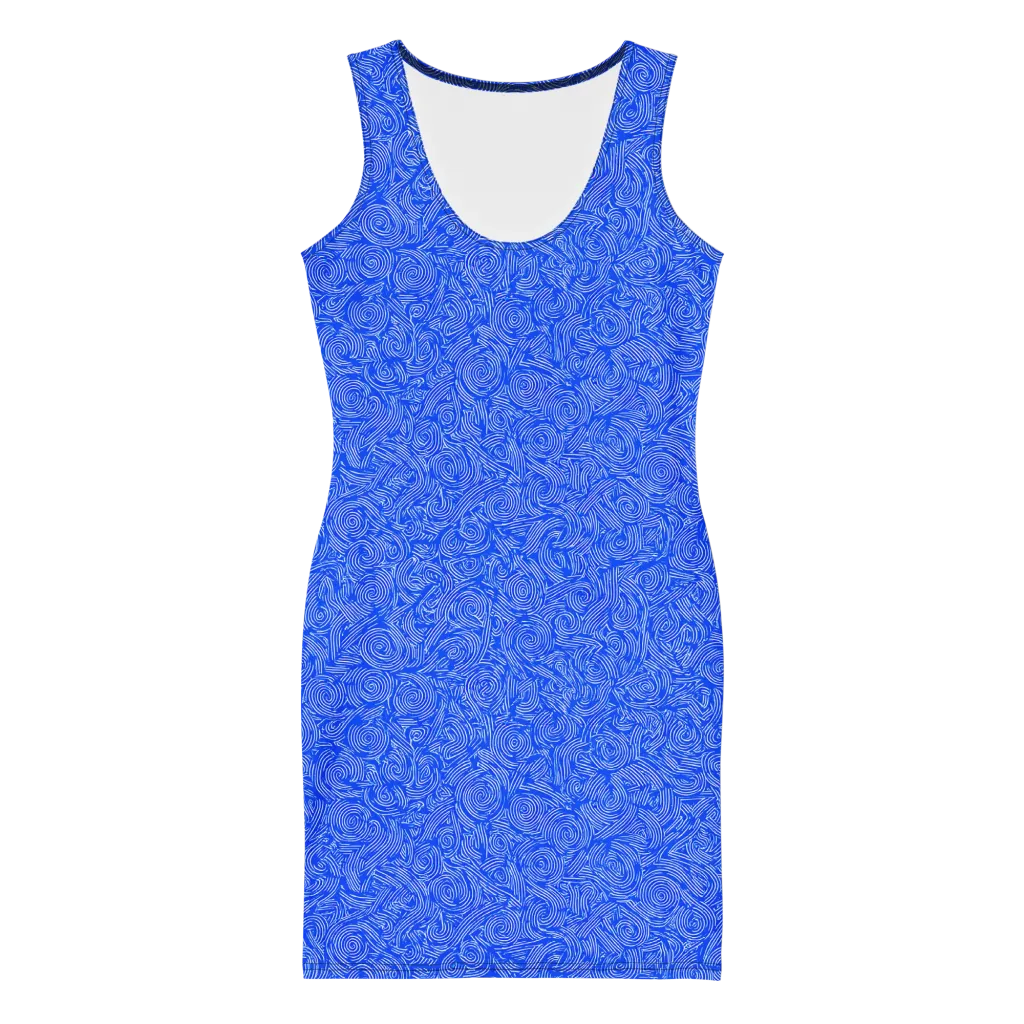 Azure Vortex on Bodycon Dress — Front