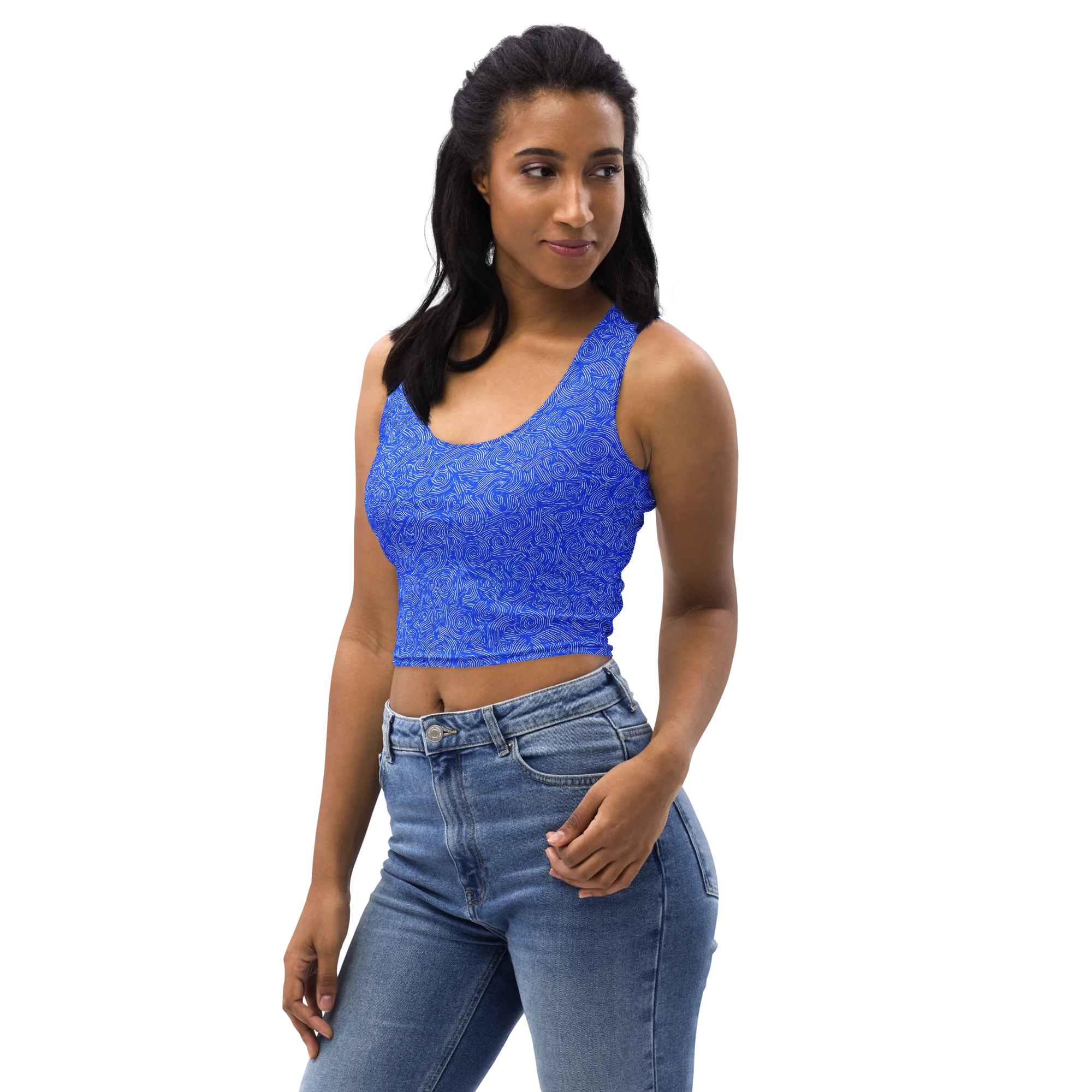 Azure Vortex on Crop Top — Left Front