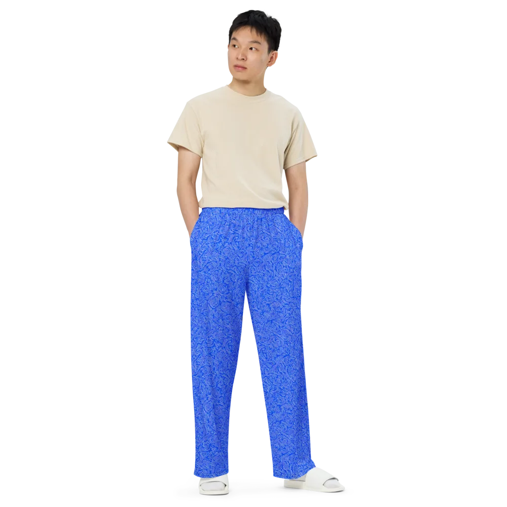 Azure Vortex on Wide-Leg Pants — Front