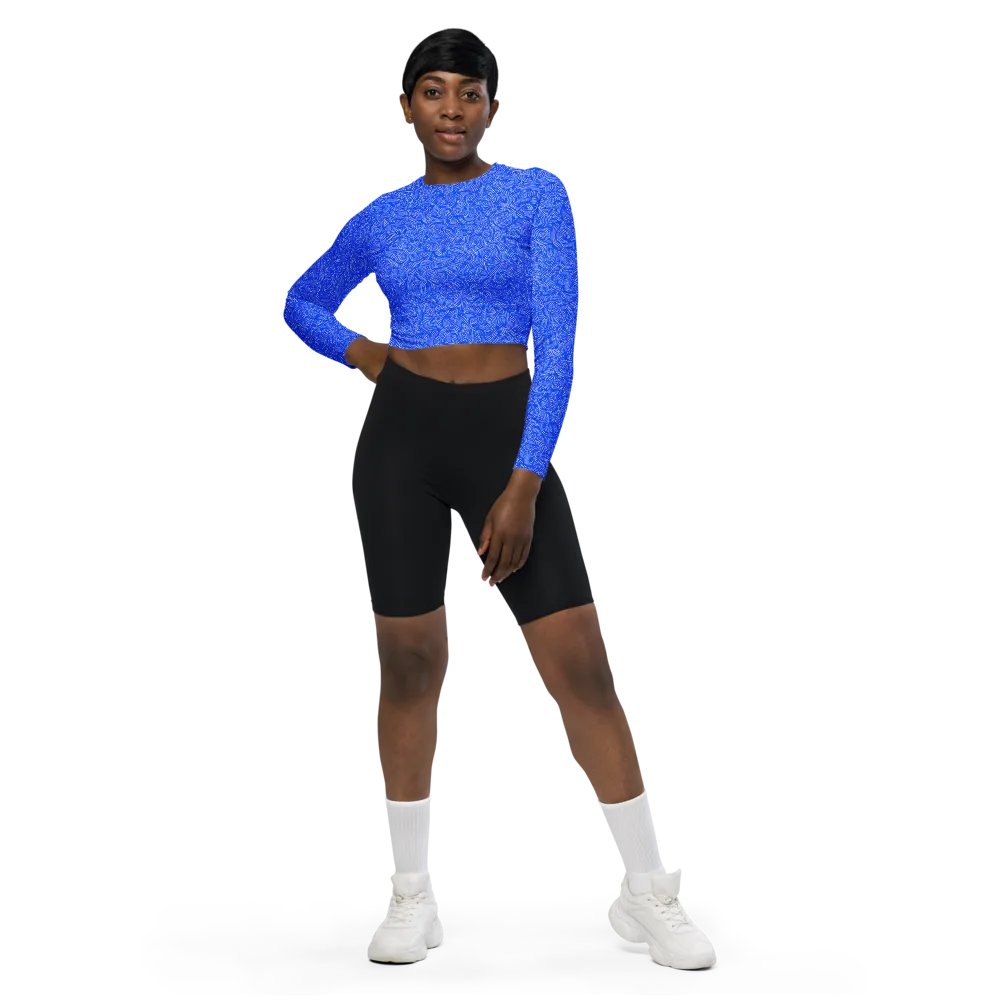 Azure Vortex on Long Sleeve Crop Top — Front