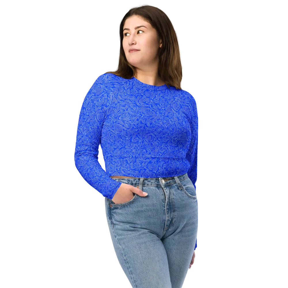 Azure Vortex on Long Sleeve Crop Top — Front