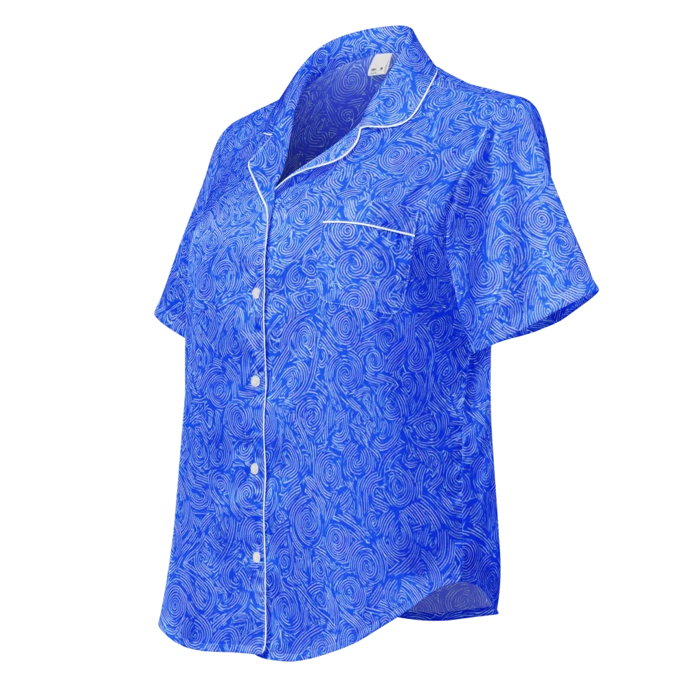 Azure Vortex on Women's Short Sleeve Pajama Top — Left Front