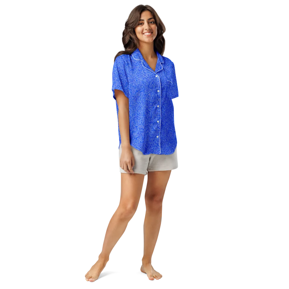 Azure Vortex on Women's Short Sleeve Pajama Top — Front