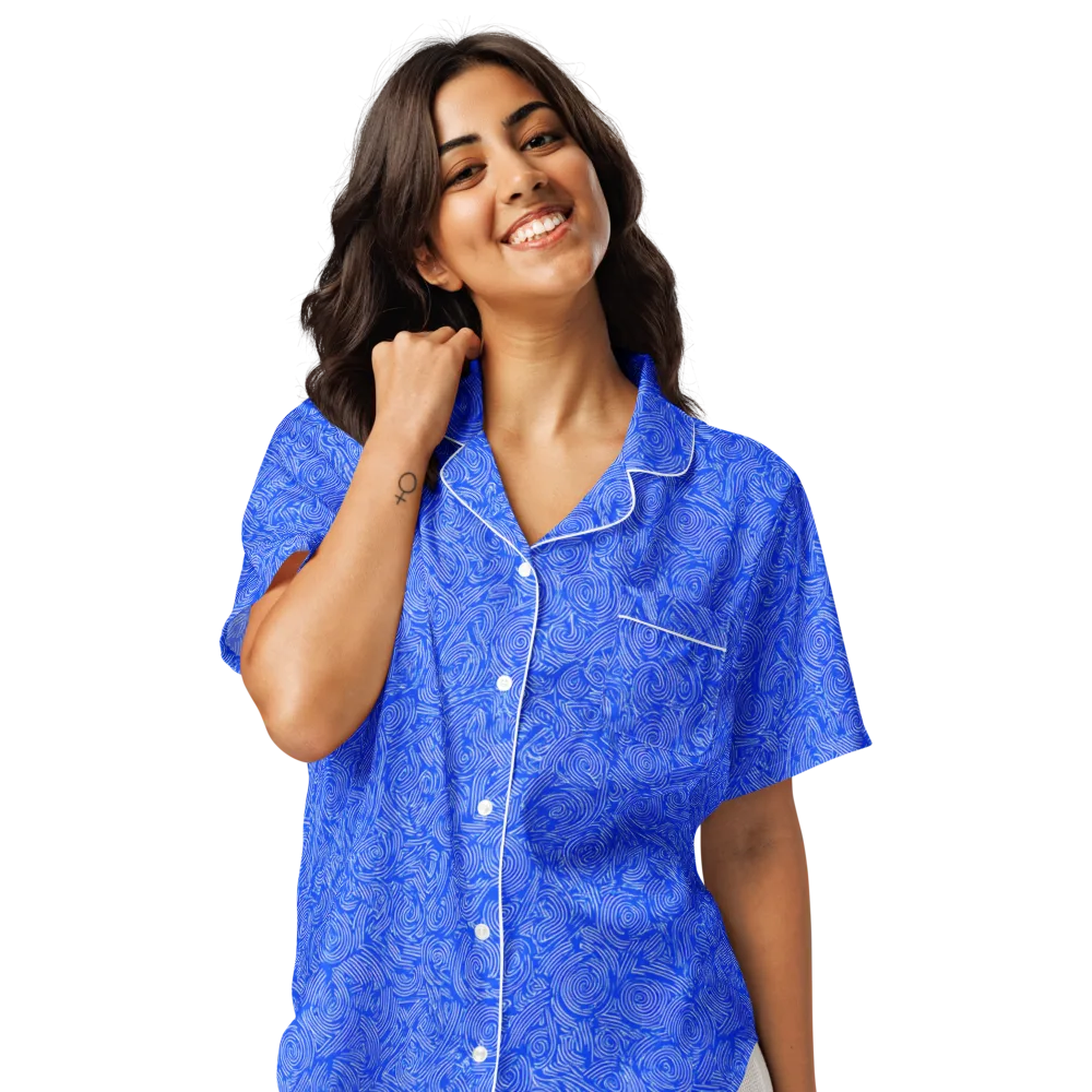 Azure Vortex on Women's Short Sleeve Pajama Top — Front