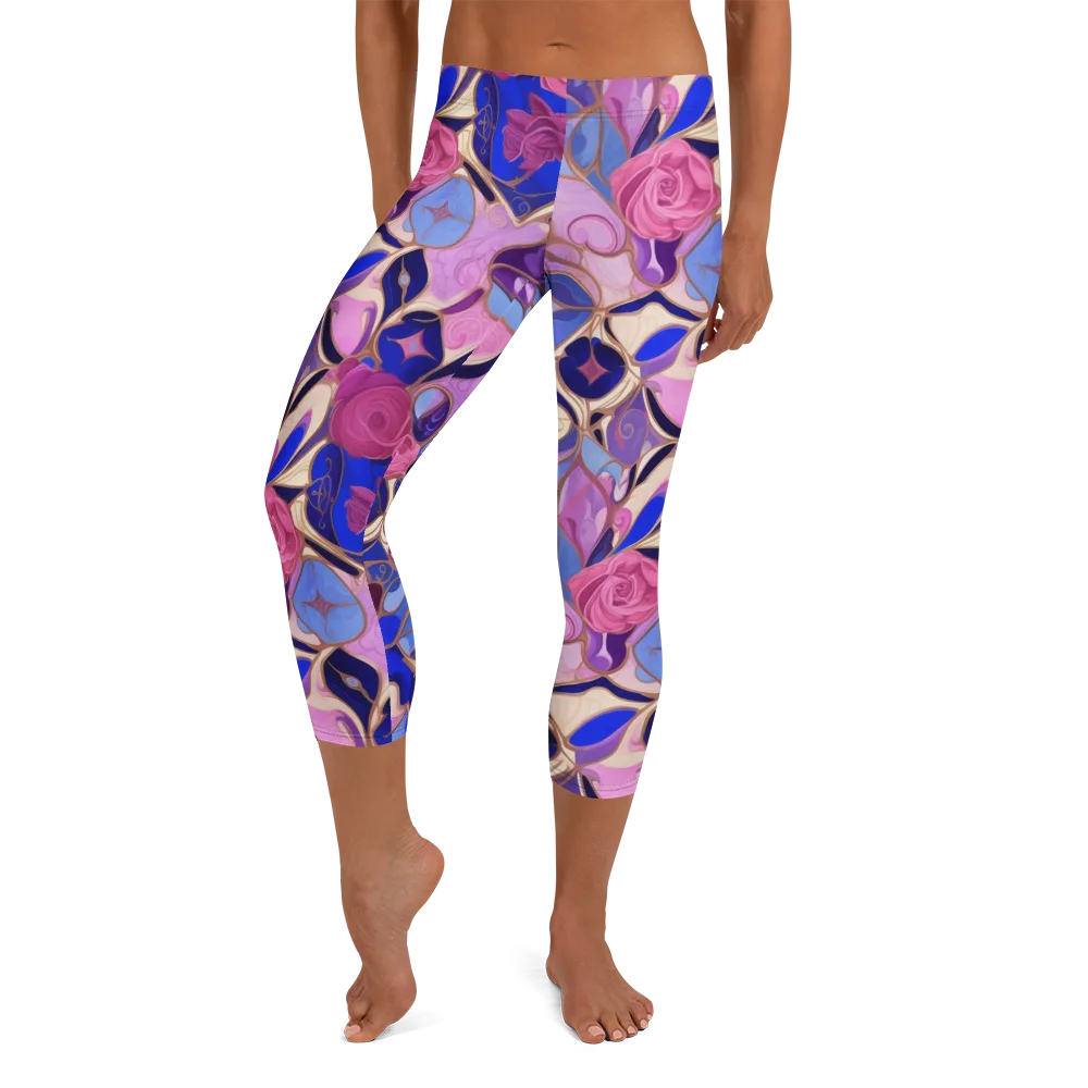 Royal Rose Mosaic on Capri Leggings — Front