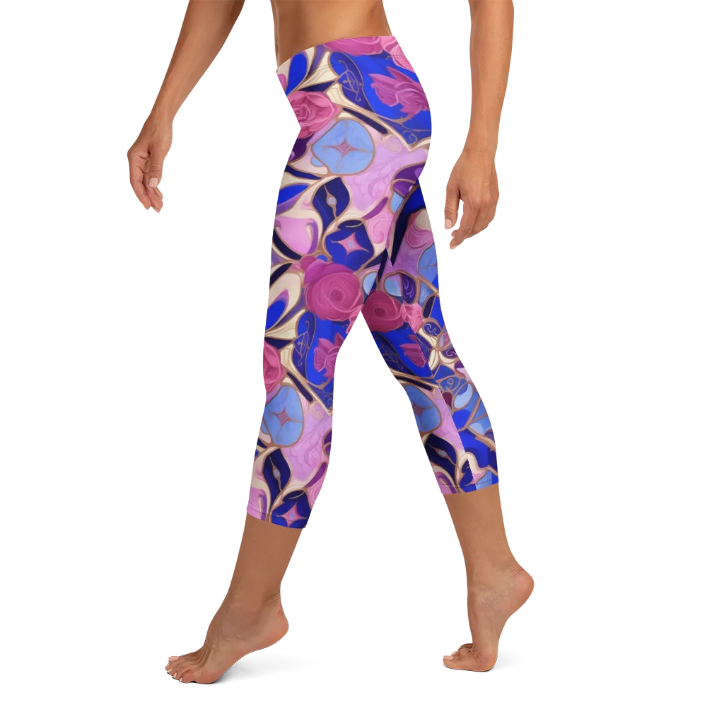 Royal Rose Mosaic on Capri Leggings — Left