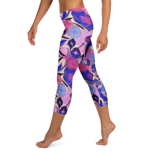 Royal Rose Mosaic on a Capri Leggings
