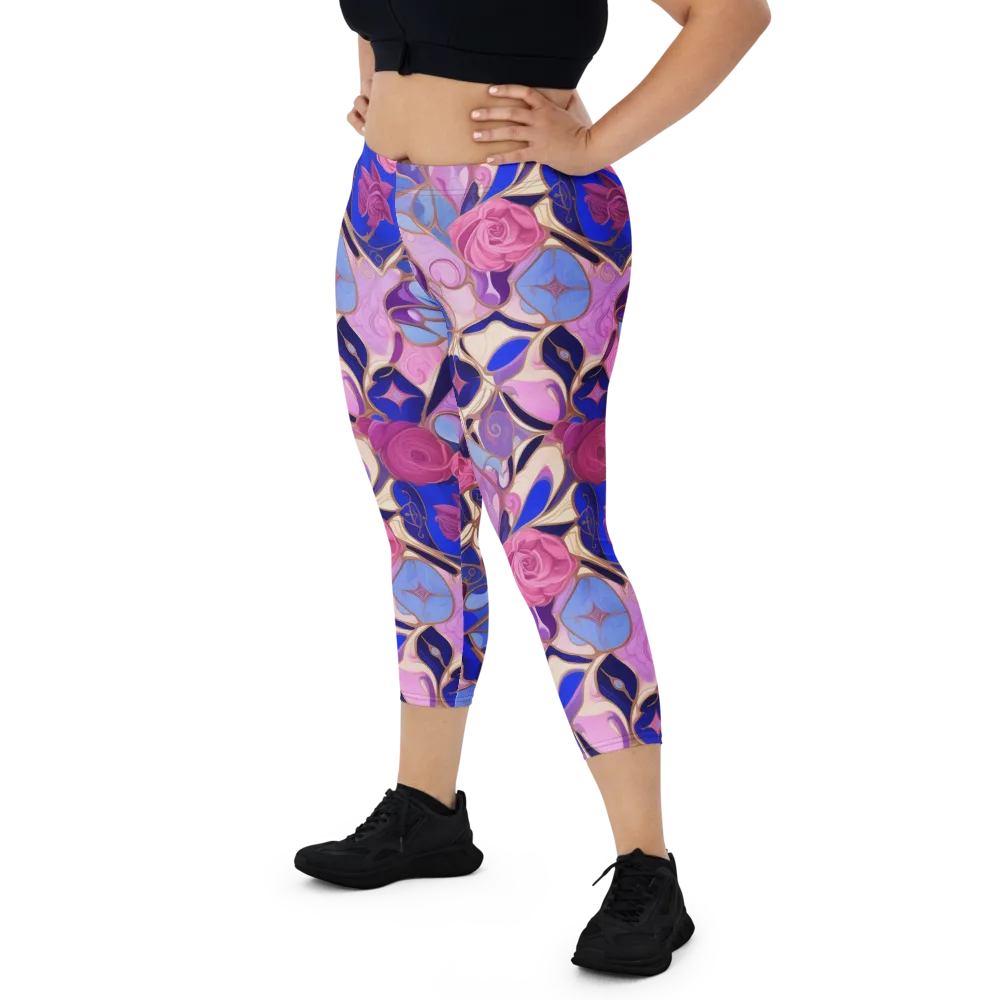 Royal Rose Mosaic on Capri Leggings — Front