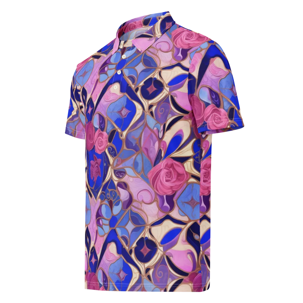 Royal Rose Mosaic on Men's Slim Fit Polo Shirt — Left Front