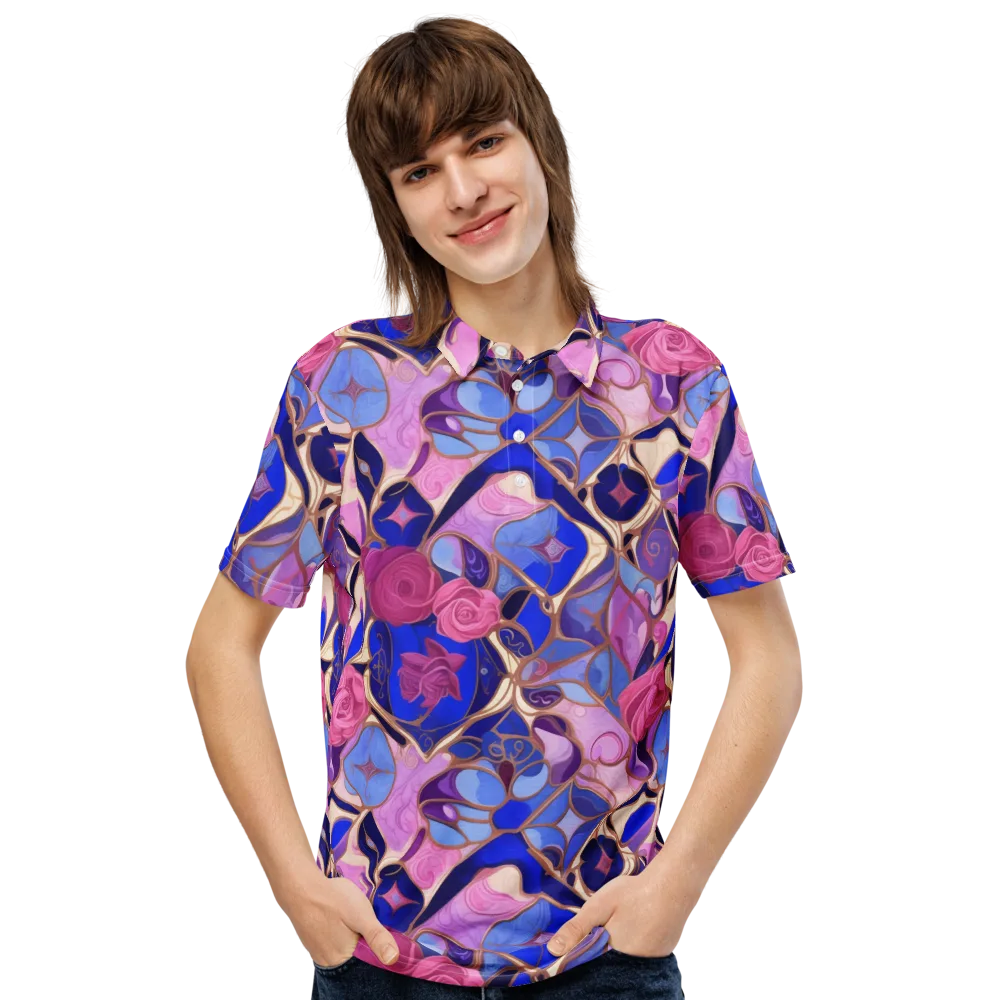 Royal Rose Mosaic on Men's Slim Fit Polo Shirt — Front