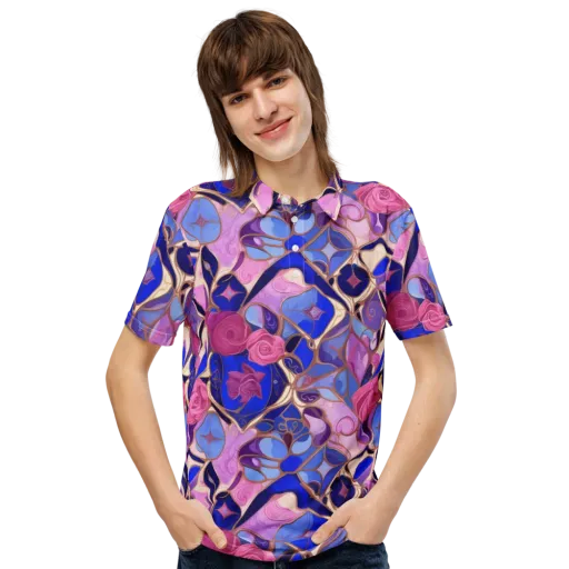 Royal Rose Mosaic on a Men's Slim Fit Polo Shirt