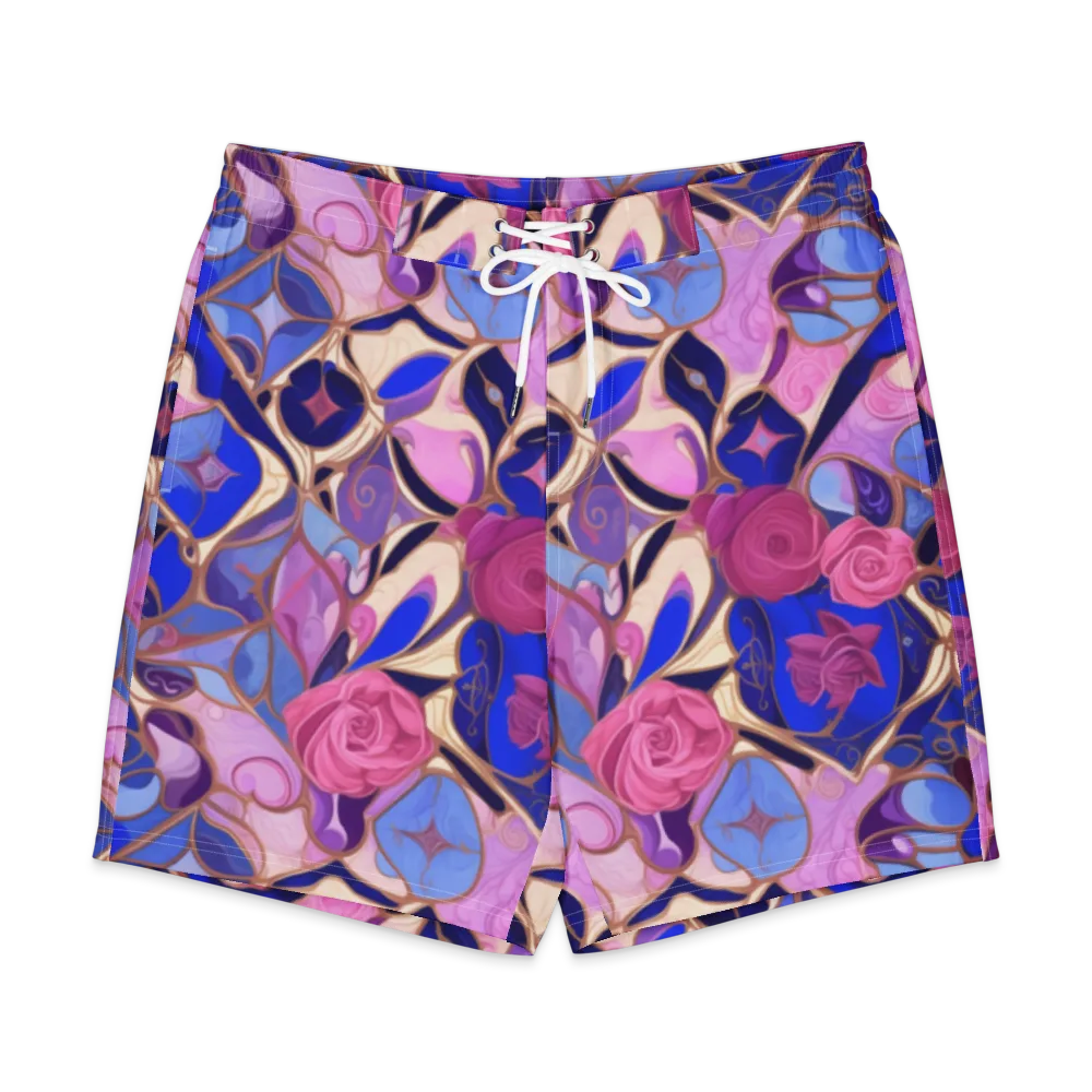 Royal Rose Mosaic on Men's Board Shorts — Front