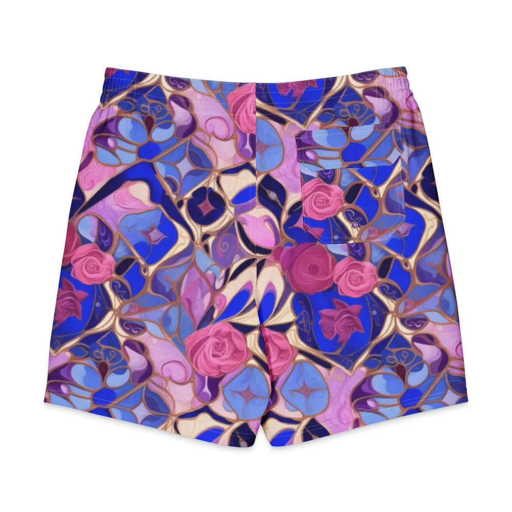 Royal Rose Mosaic on Men's Board Shorts — Back